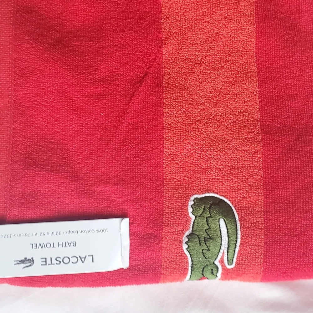 Lacoste Towel Bath Spa Pool Croc Travel ORANGE Cotton 30x52" Beach BATHROOM - Picture 6 of 7
